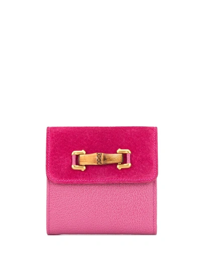 Pre-owned Gucci 1990s Textured Tri-fold Wallet In Pink