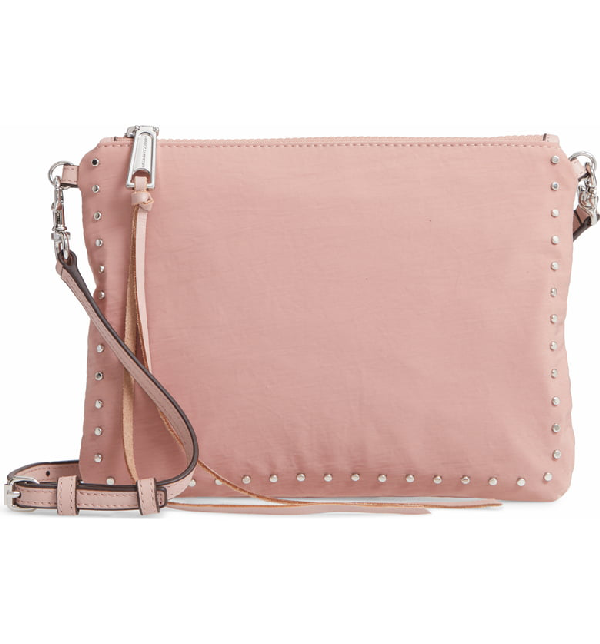 Rebecca Minkoff Jon Studded Nylon Crossbody Bag Pink In Vintage Pink
