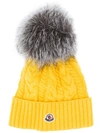 Moncler Cable Knit Bobble Hat - Yellow