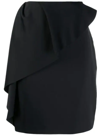 Lanvin Ruffle Trim Pencil Skirt In Black