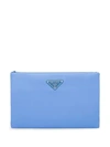 Prada Padded Clutch Bag In Blue