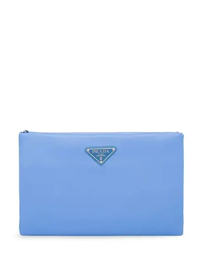 Prada Padded Clutch Bag In Blue