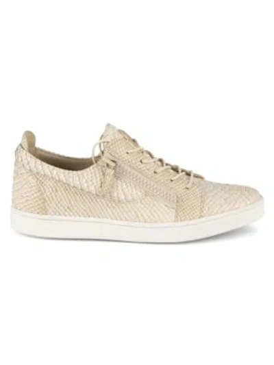 Giuseppe Zanotti Embossed Leather Platform Sneakers In Tapioca