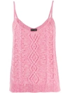 Cashmere In Love Cable Knit Tank Top In Pink