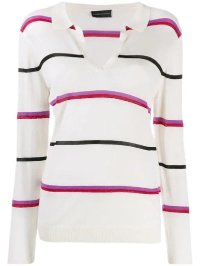 Cashmere In Love Striped Polo Shirt In Neutrals