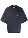 Thom Browne Oversized Jersey Pocket Tee In Blue