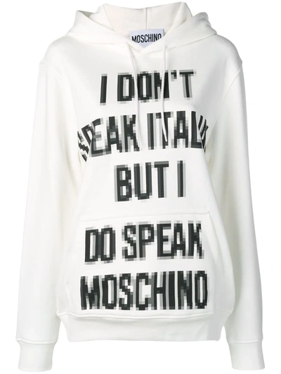 Moschino Printed Cotton Jersey Sweatshirt Hoodie In White