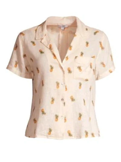 Rails Zuma Pineapple Silk-blend Short-sleeve Shirt In Blush Pinas