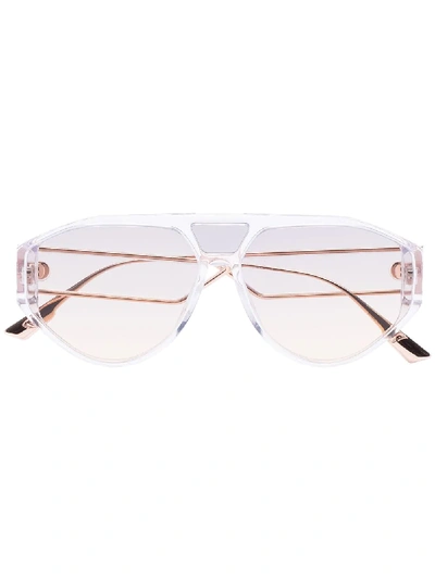 Dior Eyewear Transparent Angled Aviator Sunglasses In Metallisch