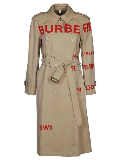 Burberry Horseferry Print Trench Coat In Beige
