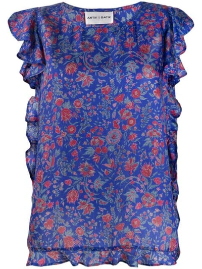 Antik Batik Floral Print Blouse - Blue