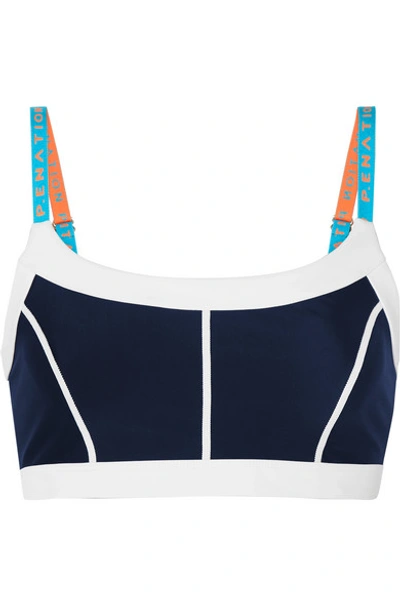 P.e Nation Quater Force Paneled Stretch Sports Bra In Navy