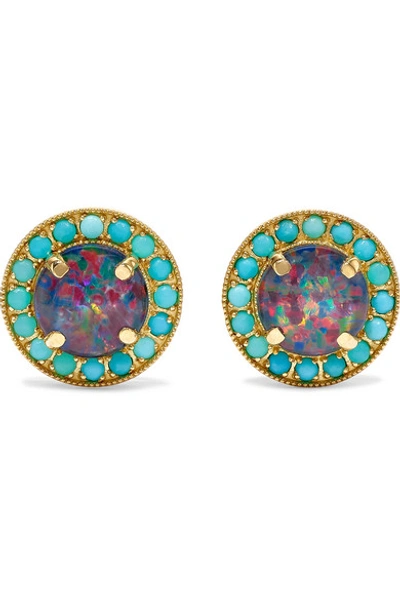 Andrea Fohrman Kat 18-karat Gold, Opal And Turquoise Earrings