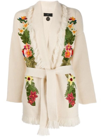 Alanui Embroidered Floral Cardigan In Neutrals