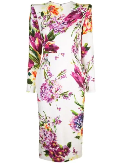 Alex Perry Floral Print Dress In White