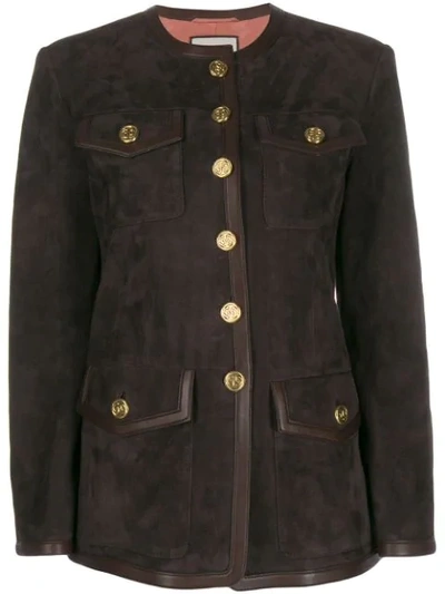 Gucci Suede Jacket In Brown