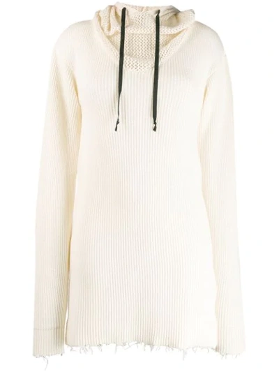 Ben Taverniti Unravel Project Hooded Knit Dress In White