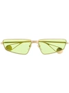 Gucci Green Tinted Sunglasses In Gold