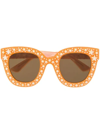 Gucci Star Studded Frame Sunglasses In Orange ModeSens