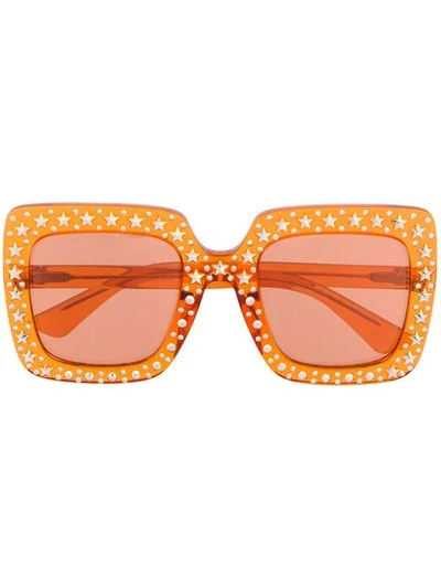 Gucci Star Stud Oversized Sunglasses In Orange | ModeSens display picture 3