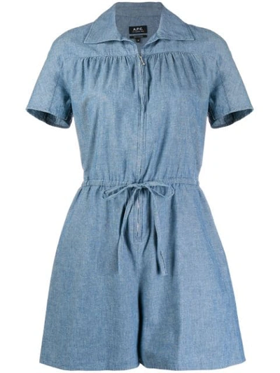 Apc Ursula Cotton Chambray Jumpsuit In Blue