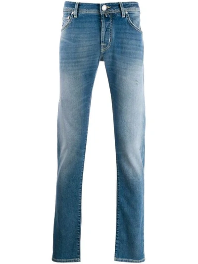 Jacob Cohen Jeans In Stone-wash-optik In Blue