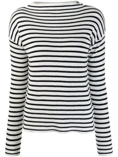 Allude Horizontal Stripe Jumper In White