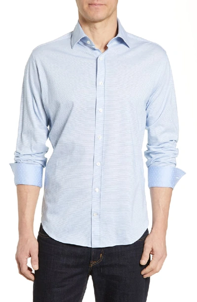 Robert Graham Lyells Tailored Fit Pique Shirt In Light Blue