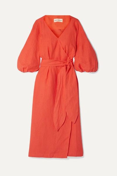 Mara Hoffman Francesca Hemp Wrap Dress In Bright Orange