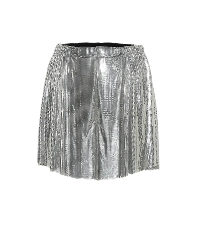 Paco Rabanne Mini Mesh Shorts In Silver