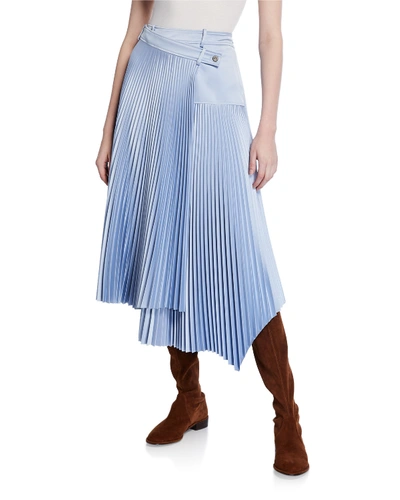 Cedric Charlier Pleated Asymmetric Skirt In Blue