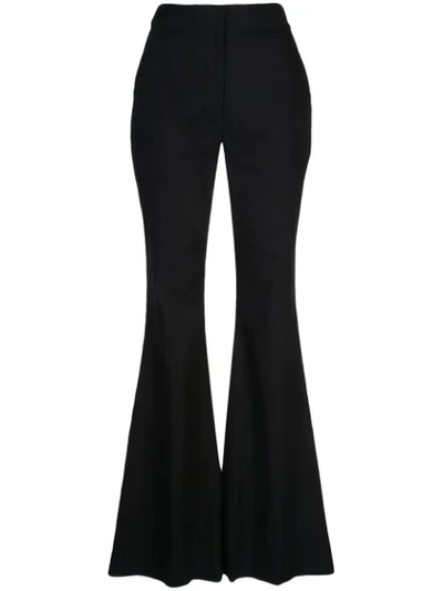 Adam Lippes Textured High-rise Flare Pants In Black