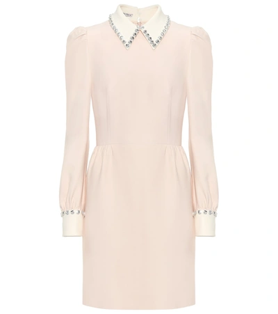 Miu Miu Embellished French-collar Dress In Pink