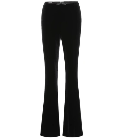 Miu Miu Stretch Velvet Flare Pants In Black