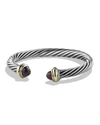 David Yurman Cable Bracelet With Gemstone And 14k Gold In Silver, 7mm In Garnet