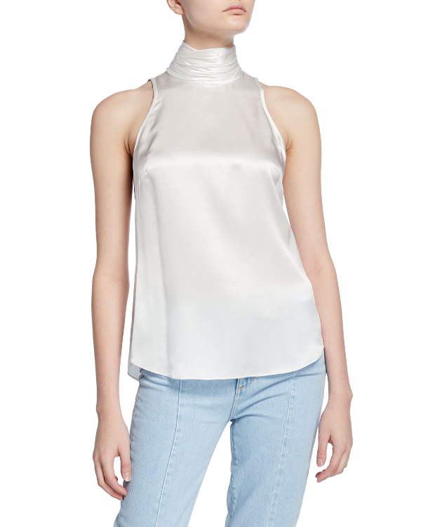 white turtleneck top sleeveless