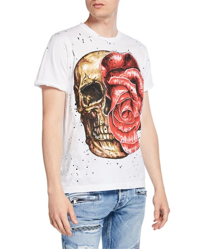 Domrebel Men's Flower Skull Graphic T-shirt In White