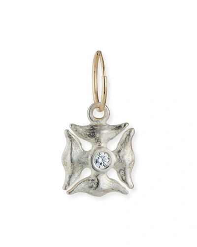 Lee Brevard Marie Cross Earring W/ Cubic Zirconia, Single In Silver