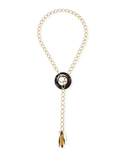 Akola Black Horn & Lariat Chain Necklace