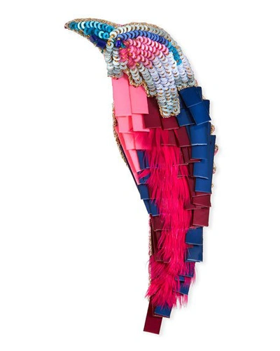 Mignonne Gavigan Embellished Bird Hair Clip In Pink/blue