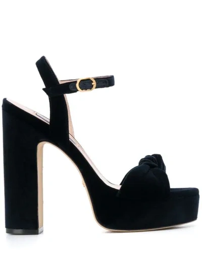 Stuart Weitzman Mirri Suede Block-heel Platform Sandals In Black Suede