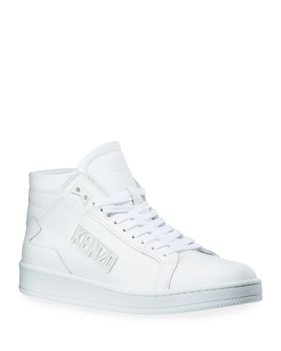 Kenzo Men's Sport Mid-top Leather Sneakers In White