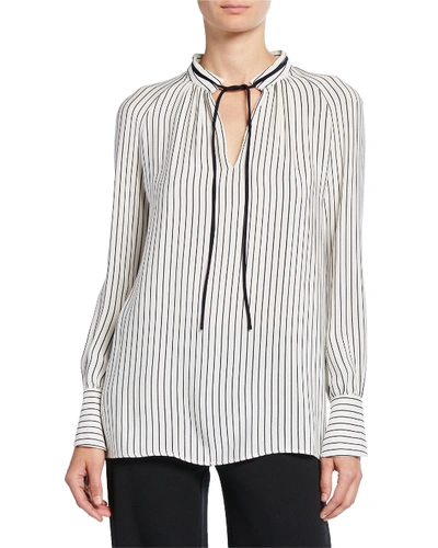 Derek Lam Sonia Striped Tie-neck Blouse