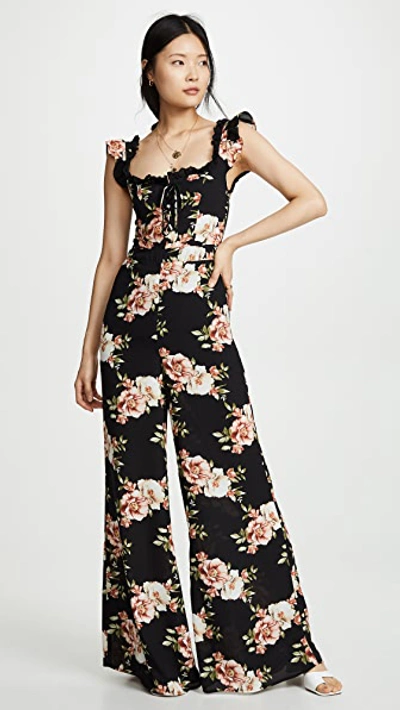 Likely Marlena Floral-print Wide-leg Jumpsuit In Black Multi