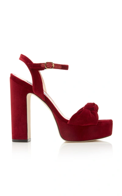 Stuart Weitzman Mirri Suede Block-heel Platform Sandals In Cranberry