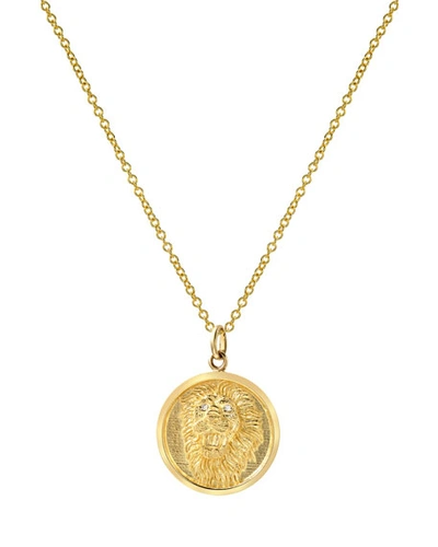 Zoe Lev Jewelry 14k Diamond Lion Medallion Necklace In Gold