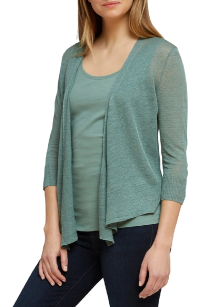 Nic + Zoe 4-way Open-front Linen Cardigan In Juniper