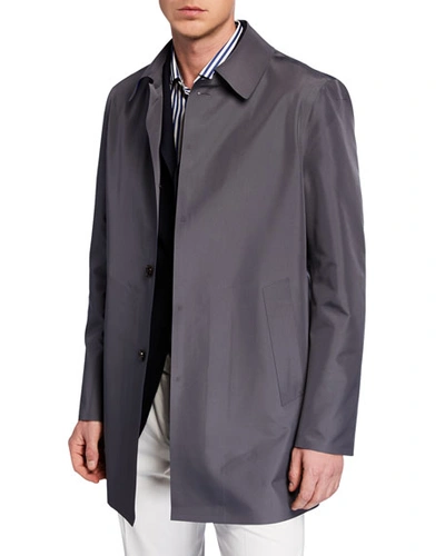 Kired Men's Spread-collar Rain Coat, Blue/gray