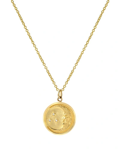 Zoe Lev Jewelry 14k Diamond Moon Medallion Necklace In Gold