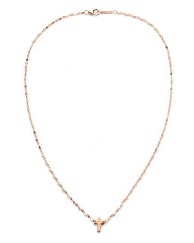 Lana 14k Mini Cross Necklace In Rose Gold